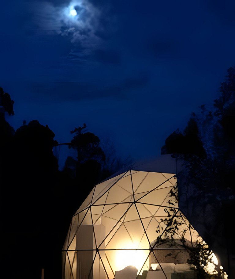 Glamping con vista frente lago Tominé en Guatavita