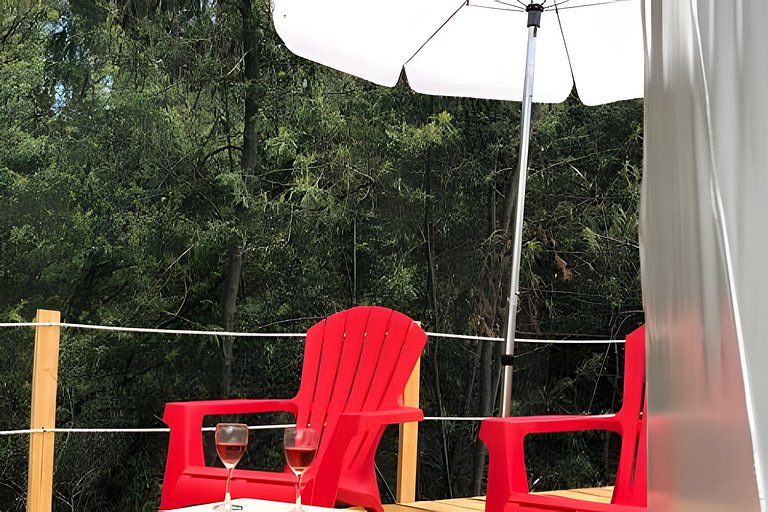 Glamping con vista frente lago Tominé en Guatavita