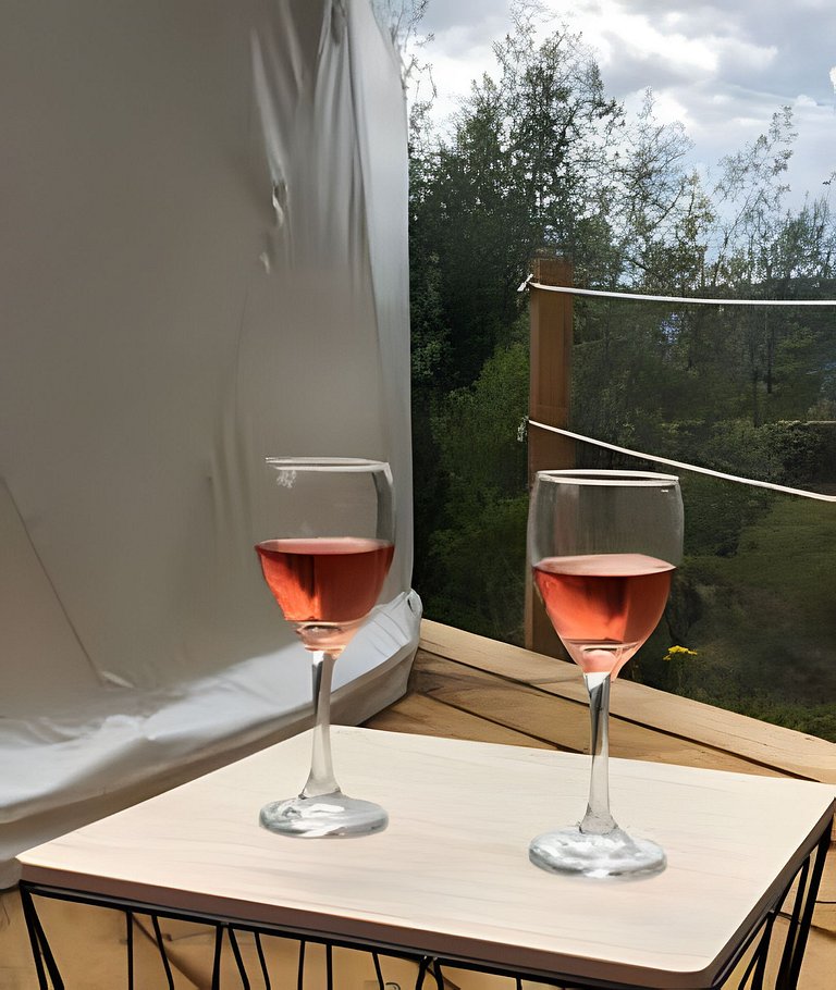 Glamping con vista frente lago Tominé en Guatavita