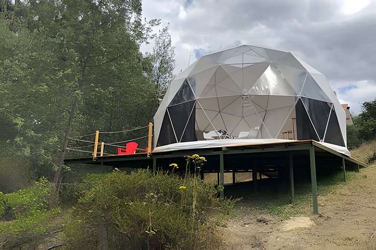 Glamping con vista frente lago Tominé en Guatavita